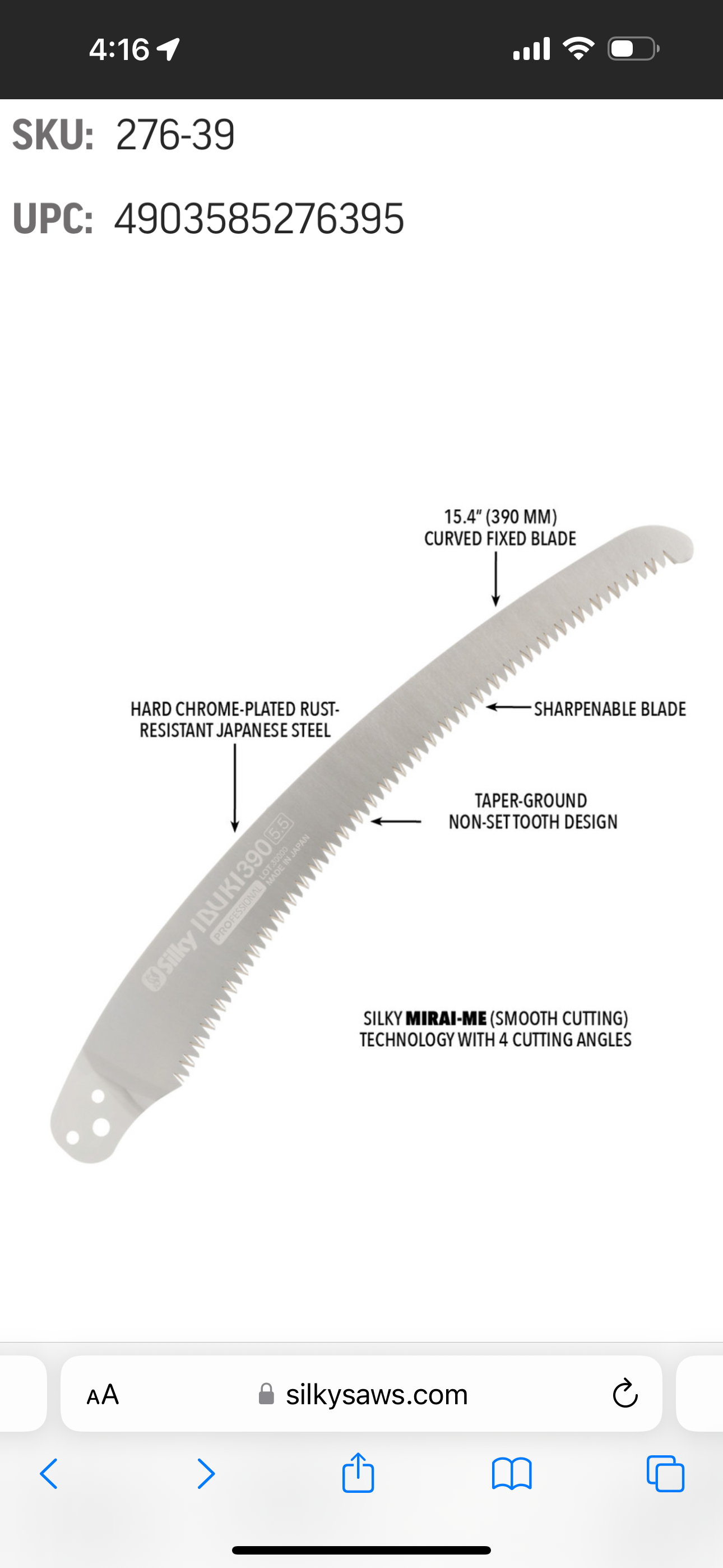 Silky- IBUKI 390mm/XLARGE blade only