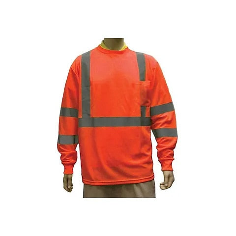 Class III Hi-Vis Long Sleeve T-Shirt with Reflective Tape, Green, XL