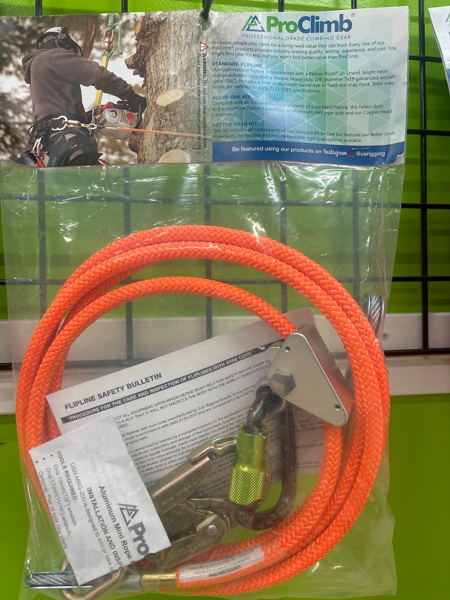 ProClimb FLIPLINE 1/2” x 12’ Orange