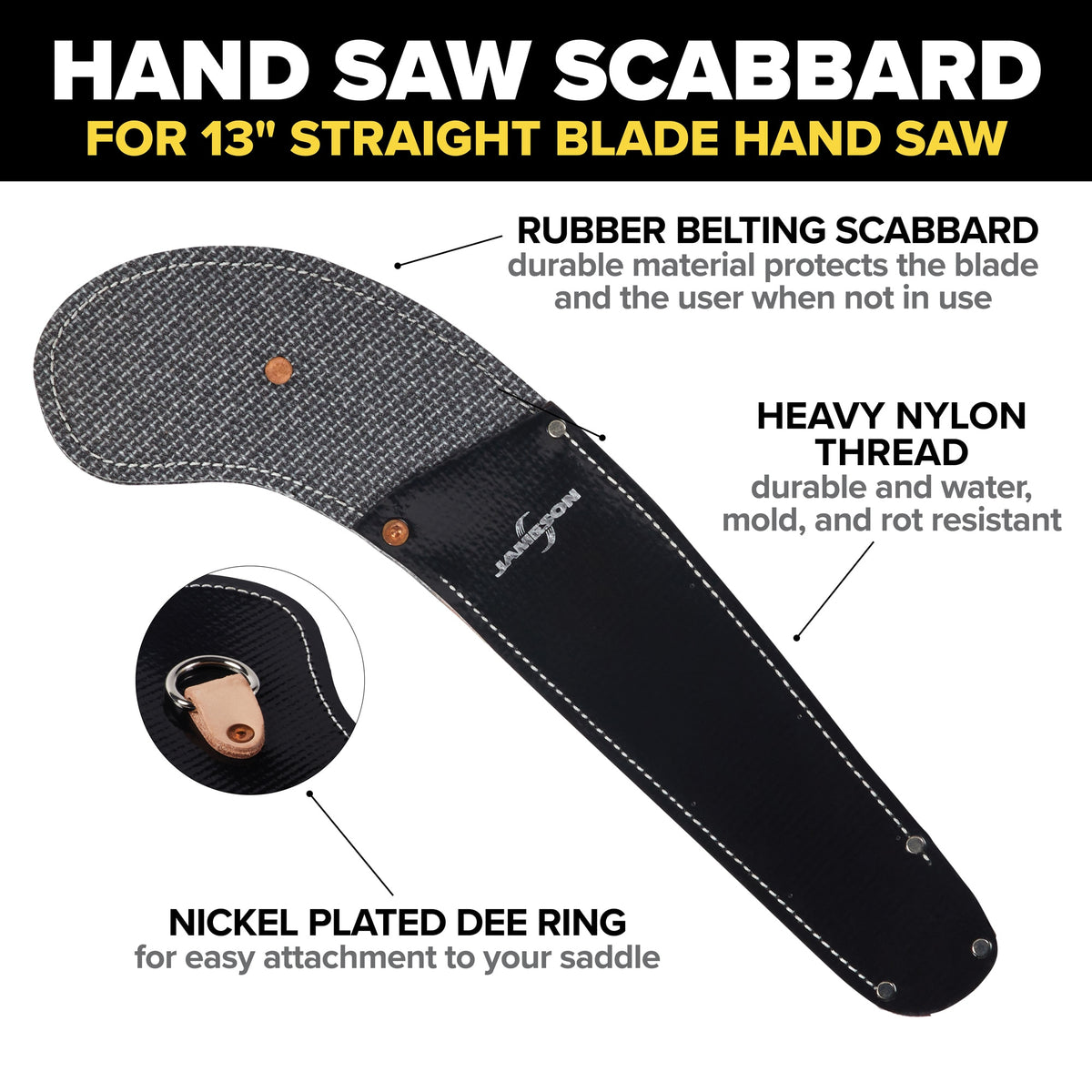 Jameson Rubber Belting Hand Saw Scabbard, 13"