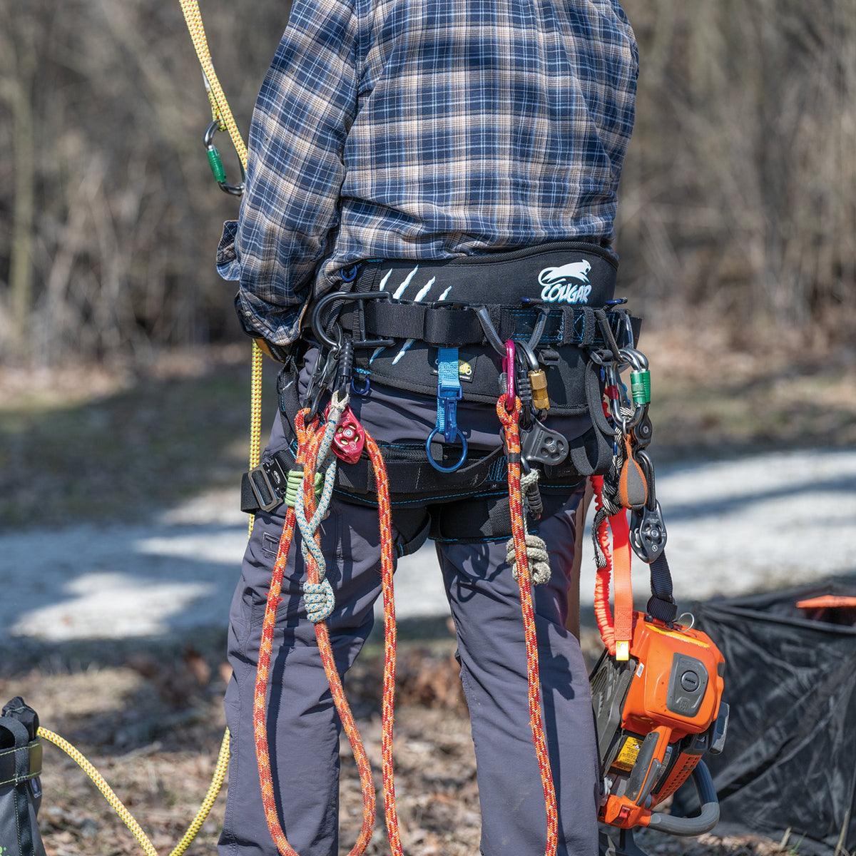 Weaver Cougar WLC-730 saddle worn by a climber