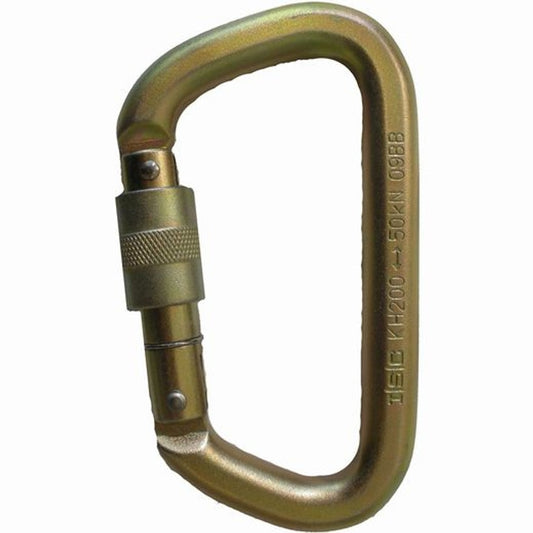 ISC Offset D Steel Screw Gate Carabiner