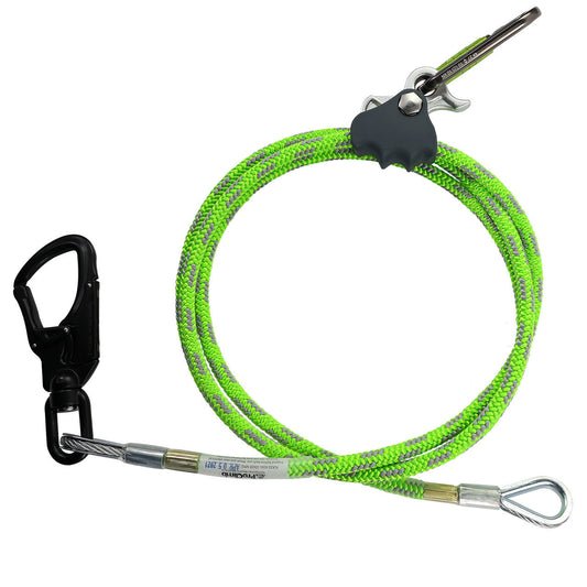 ProClimb Flipline Kit 1/2" x 14', Lime Green, Aluminum Swivel Snap with Better Rope Grab