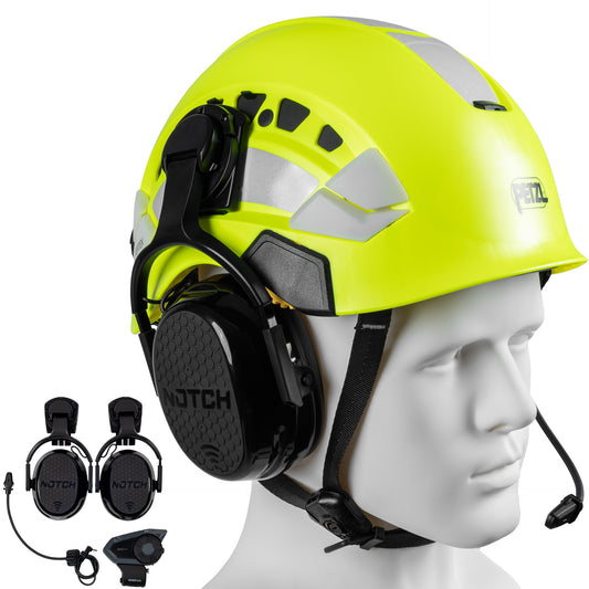 Petzl VERTEX VENT Hi-Viz ANSI Helmet with Notch Hookups & SENA Comms