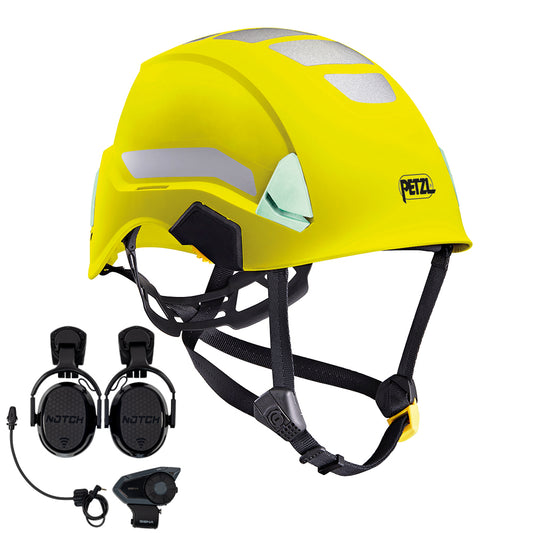 Petzl STRATO Hi-Viz ANSI Helmet with Notch Hookups & SENA Comms