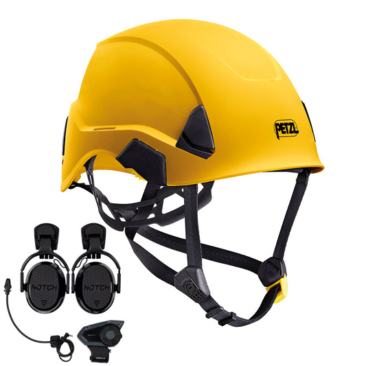 Petzl STRATO ANSI Helmet with Notch Hookups & SENA Comms