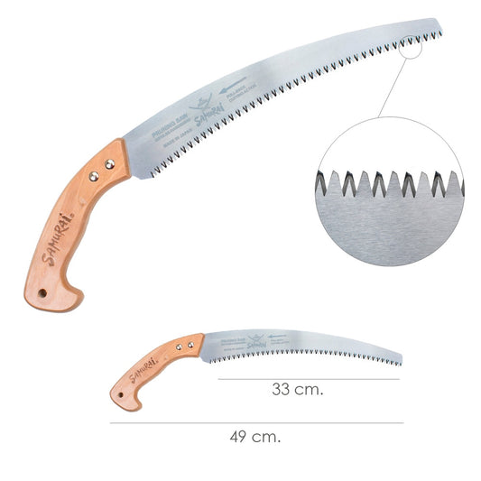 Samurai W330LH 13" Heavy Duty Non-Tapered Curved Hand Saw, Wood Handle