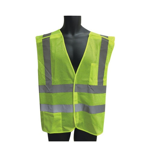 Class 2 5-Point Breakaway Safety Vest, Lime Mesh