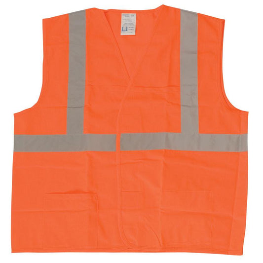 Class 2 Safety Vest, Orange, Zipper Front
