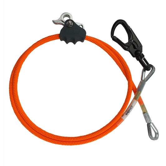 ProClimb Flipline Kit 1/2" x 15', Orange, Aluminum Swivel Snap with Better Rope Grab