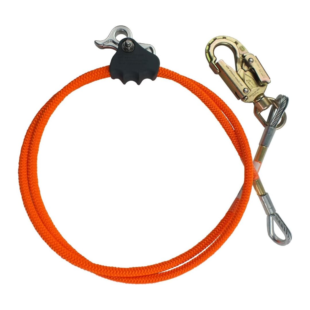 ProClimb 5/8" x 20' Flip Line Kit, Orange, Aluminum Swivel Snap with Removable Better Grab Rope Grab
