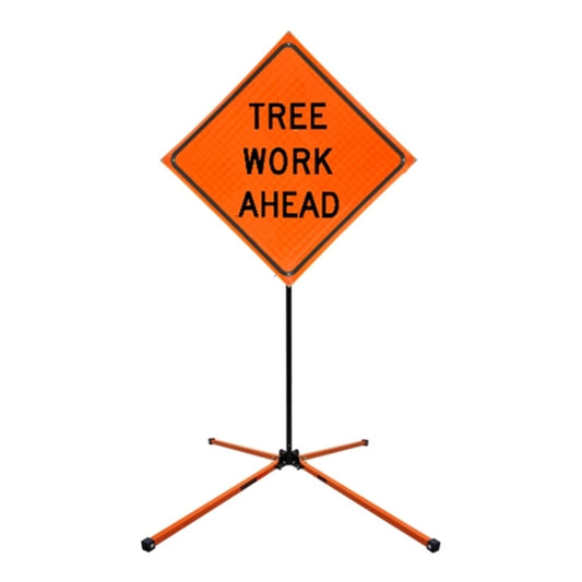 Dicke Tree Work Ahead Roll-Up Sign with 12" Springless Stand
