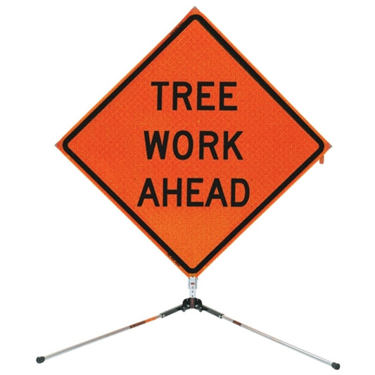 Bone Safety Tree Work Ahead Roll-Up Sign with Tripod Stand