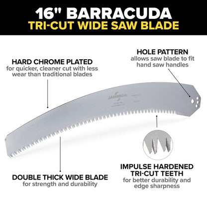 Jameson Barracuda Tri-Cut Wide Pole Saw Blade, 16"